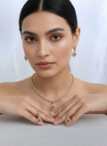 Exquisite Gold-Toned Diamond and Ruby Necklace Set with Earrings